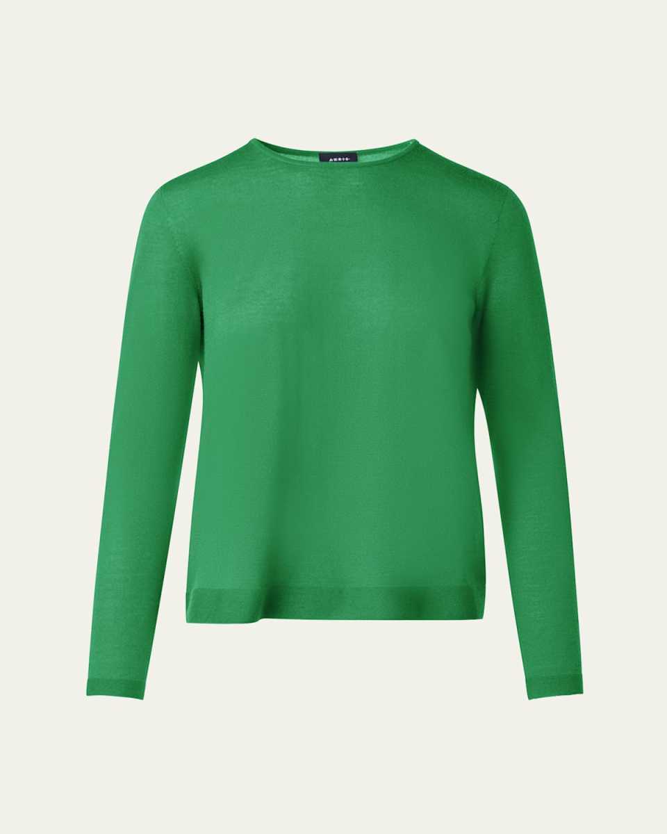 Cashmere-Silk Fine Gauge Knit Sweater